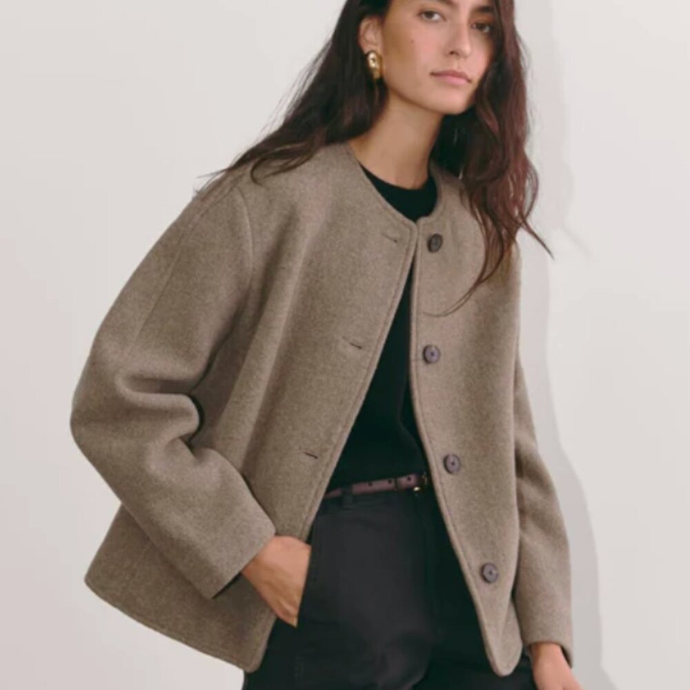 The Cocoon Coat in Wool | Taupe – Everlane. Size XS